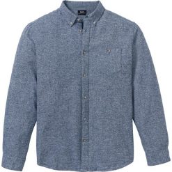 Koszula flanelowa melanżowa bonprix ciemnoniebieski melanż. Niebieskie koszule męskie bonprix, xl, bez wzorów, bez kołnierzyka, bez rękawów. Za 89,99 zł.
