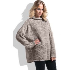 Golfy damskie: Mocca Oversizowy Moherowy Sweter z Golfem