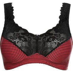 Biustonosz minimizer bez fiszbinów bonprix kremowy koralowy - czarny z nadrukiem. Różowe biustonosze bonprix, z nadrukiem. Za 54,99 zł.