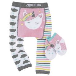 Legginsy i Skarpetki Jednorożec 12-18 miesięcy. Szare spodnie niemowlęce marki Zoocchini. Za 61,09 zł.