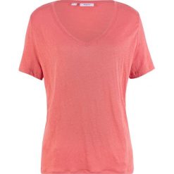 Luźniejszy shirt, 100% len bonprix rabarbarowy. Różowe koszulki damskie bonprix, bez wzorów, ze lnu, bez kołnierzyka, bez rękawów. Za 59,99 zł.