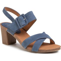 Sandały CAPRICE - 9-28317-24 Blue Nubuc 822. Niebieskie klapki damskie Caprice, bez wzorów, ze skóry, bez obcasa, na obcasie. Za 249,00 zł.