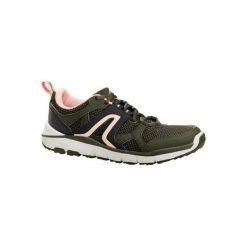 Buty do szybkiego marszu HW 500 Mesh khaki. Brązowe buty sportowe damskie marki NEWFEEL, bez wzorów, z poliesteru, sportowe, trekkingowe. Za 149,99 zł.