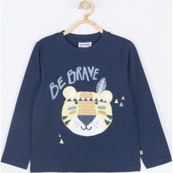 Koszulka. Niebieskie t-shirty chłopięce marki BE BRAVE, z aplikacjami, z długim rękawem. Za 45,90 zł.