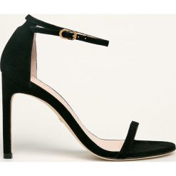 Stuart Weitzman - Szpilki skórzane. Czarne sandały damskie ze skóry, na klamry. Za 1699,00 zł.