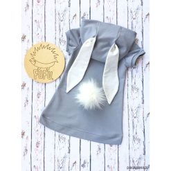 Sukienka Little bunny stalowy+ecru. Szare sukienki niemowlęce Pakamera, bez wzorów, bez rękawów. Za 119,00 zł.