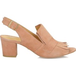 Sandały damskie: Ciemnobeżowe sandały peep toe