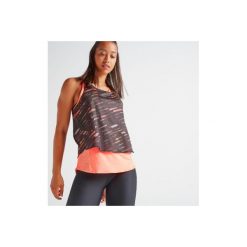 Top 3 w 1 kardio fitness 520 damski. Białe topy damskie DOMYOS, z elastanu, na fitness i siłownię. Za 49,99 zł.