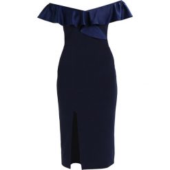 Sukienki: Silver Bloom OFF SHOULDER FRILL DRESS WITH SPLIT Sukienka koktajlowa navy