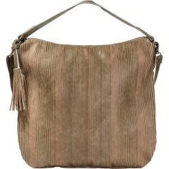 Torba shopper w perforowany wzór bonprix oliwkowy. Zielone torby damskie na zakupy marki bonprix, zdobione. Za 44,99 zł.