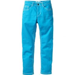 Spodnie Slim Fit z zagnieceniami bonprix turkusowy. Niebieskie spodnie chłopięce marki bonprix. Za 37,99 zł.
