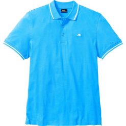 Shirt polo, krótki rękaw bonprix turkusowy. Niebieskie koszulki męskie bonprix, xxl, z haftami, z bawełny, z krótkim rękawem. Za 37,99 zł.