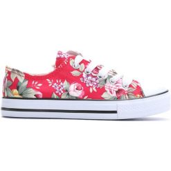 Fuksjowe Trampki Edge of The World. Szare buty sportowe dziewczęce marki Born2be, z materiału, z okrągłym noskiem, na zamek. Za 24,99 zł.