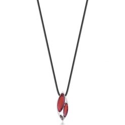 RABAT Naszyjnik - srebro 925, Bursztyn,swarovski. Czarne naszyjniki damskie W.KRUK, do pracy, z bursztynem, srebrne. W wyprzedaży za 249,00 zł.