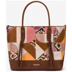 Desigual Ayax Holbox Torebka Brązowy Wielokolorowy. Pomarańczowe torebki klasyczne damskie Desigual, w paski, z materiału, bez dodatków. Za 481,95 zł.