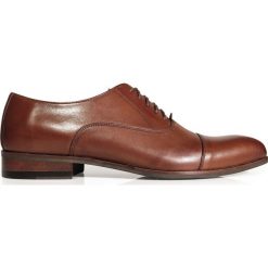 Brązowe półmatowe wiedenki/oxfordy T129. Pomarańczowe buty wizytowe męskie Modini Moda Męska, ze skóry, bez zapięcia. W wyprzedaży za 270,00 zł.