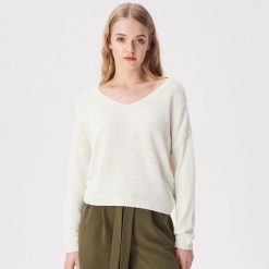 Luźny sweter basic - Kremowy. Białe swetry damskie Sinsay, s, bez wzorów, bez rękawów, bez kaptura. Za 49,99 zł.