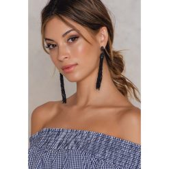 Kolczyki damskie: NA-KD Accessories Wiszące kolczyki z koralikami – Black