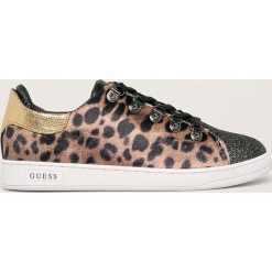 Guess Jeans - Buty. Pomarańczowe buty sportowe damskie z aplikacjami, z jeansu, sportowe. W wyprzedaży za 279,90 zł.