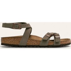 Birkenstock - Sandały Blanca. Szare klapki damskie Birkenstock, bez wzorów, ze skóry ekologicznej, bez obcasa, na obcasie. Za 319,90 zł.