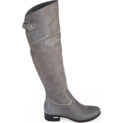 Kozaki za kolano - skóra naturalna - model 128 - kolor szary. Szare kozaki damskie Zapato, na zimę, z jeansu, eleganckie, na wysokim obcasie. W wyprzedaży za 393,75 zł.