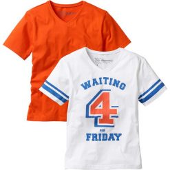 Odzież dziecięca: T-shirt (2 szt.) bonprix biało-ciemnopomarańczowy