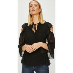 Liu Jo - Bluzka. Czarne bluzki damskie marki Liu Jo, z poliesteru, casualowe, z włoskim kołnierzykiem. W wyprzedaży za 449,90 zł.