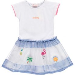 Brums - Sukienka dziecięca 92-122 cm. Białe sukienki dziewczęce Brums, z aplikacjami, z elastanu, casualowe, bez rękawów, mini, rozkloszowane. W wyprzedaży za 139,90 zł.