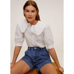 Mango - Koszula Siena. Białe bluzki damskie Mango, xs, bez wzorów, z bawełny, eleganckie, z klasycznym kołnierzykiem, z krótkim rękawem. Za 119,90 zł.