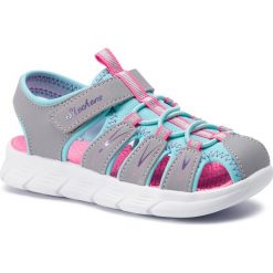 Sandały SKECHERS - Aqua Steps 86939L/GYTQ Gray/Turquoise. Szare sandały dziewczęce Skechers, ze skóry ekologicznej, bez zapięcia. W wyprzedaży za 139,00 zł.