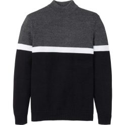 Sweter ze stójką bonprix antracytowy melanż. Szare swetry męskie bonprix, s, melanż. Za 54,99 zł.