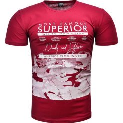 Koszulka męska t-shirt z nadrukiem czerwony Recea. Czerwone koszulki męskie Recea, xl, z nadrukiem, z bawełny, bez kołnierzyka. Za 19,99 zł.
