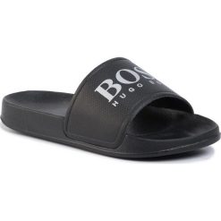 Klapki BOSS - Slides With Contrast J29F73/M90 M Black Charcoal. Czarne sandały chłopięce Boss, ze skóry ekologicznej, bez zapięcia. Za 169,00 zł.