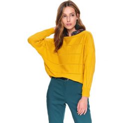 Sweter długi rękaw damski luźny. Żółte swetry damskie Top Secret, na wiosnę, w paski, z długim rękawem, długie, bez kaptura. W wyprzedaży za 64,99 zł.