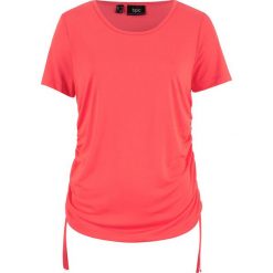 Shirt z marszczeniem po bokach z lejącego modalu bonprix koralowy. Różowe koszulki damskie marki bonprix, bez wzorów, bez kołnierzyka, bez rękawów. Za 54,99 zł.