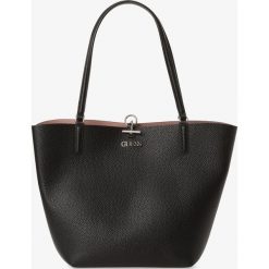 Guess Jeans - Damska dwustronna torba shopper z torebką, czarny. Czarne torby damskie na zakupy Guess Jeans, z aplikacjami, z jeansu, eleganckie, bez dodatków. Za 579,95 zł.