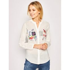 Koszula Desigual Be Free 20SWCW56. Białe bluzki damskie Desigual, xxl, bez wzorów, z bawełny, bez kołnierzyka, bez rękawów. W wyprzedaży za 229,00 zł.