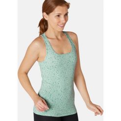 Top Gym & Pilates 500 damski. Różowe topy damskie NYAMBA, m, bez wzorów, z elastanu, bez rękawów, na jogę i pilates. Za 19,99 zł.