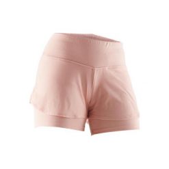 Spodenki Gym & Pilates 520 damskie. Różowe szorty damskie marki DOMYOS, l, z elastanu. Za 44,99 zł.