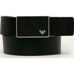 Emporio Armani - Pasek skórzany. Czarne paski męskie Emporio Armani, w paski, ze skóry. Za 719,90 zł.