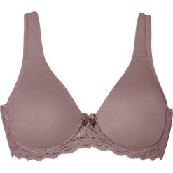 Biustonosz t-shirt bonprix orzechowy. Fioletowe biustonosze bonprix, w koronkowe wzory, z koronki. Za 54,99 zł.