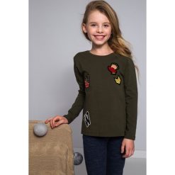 Bluzki dziewczęce: Bluzka z Naszywkami khaki NDZ8129