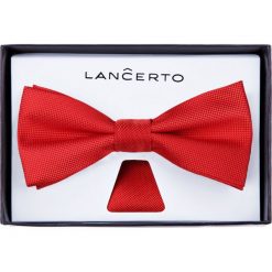 Mucha Czerwona. Czerwone muszki męskie marki LANCERTO, bez wzorów, z dzianiny, eleganckie. Za 79,90 zł.