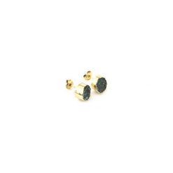 Kolczyki Druza Agatu Szara Zieleń złoto. Zielone kolczyki damskie marki Brazi druse jewelry, z agatem, złote, na sztyftcie. Za 170,00 zł.