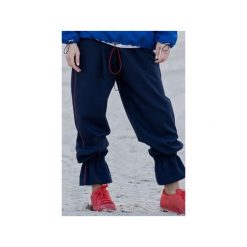 Dark blue flou joggers. Niebieskie spodnie damskie Rest_factory, s, z satyny. Za 229,90 zł.