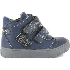 Buty dziecięce: Skórzane sneakersy w kolorze niebiesko-szarym