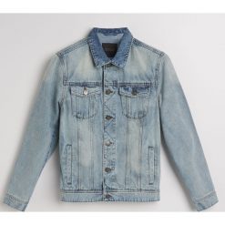 Jeansowa kurtka z recyclingu - Niebieski. Niebieskie kurtki męskie bomber Reserved, l, z jeansu. Za 169,99 zł.