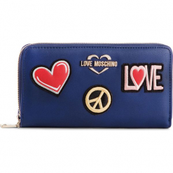 Duży Portfel Damski LOVE MOSCHINO - JC5604PP17LJ0750 Blu. Niebieskie portfele damskie Love Moschino, ze skóry ekologicznej. Za 429,00 zł.