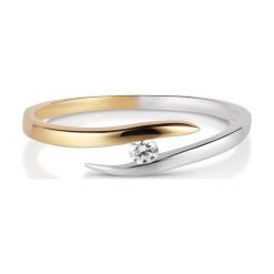 Zjawiskowy Pierścionek - , Brylant 0,05ct. Żółte pierścionki damskie marki W.KRUK, z brylantem, złote. Za 1590,00 zł.