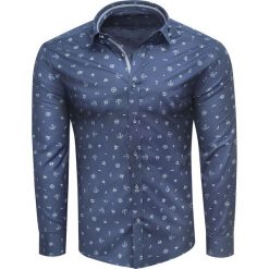 Koszula męska slim granatowa Recea. Koszule męskie Recea, xl, bez wzorów, z elastanu, eleganckie, bez kołnierzyka, bez rękawów. Za 69,99 zł.